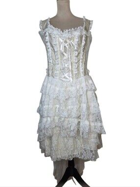 Burleska Ophelie Renaissance Victorian Gothic Lace Corset High Low Dress 36